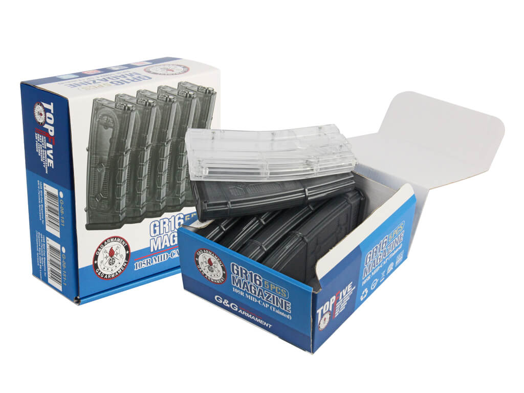 G&G Armament, G&G M4 mid-cap magasin, 5 stk Billede af G&G Armament, G&G M4 mid-cap magasin, 5 stk